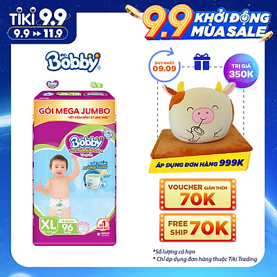 Tã Quần Bobby - Đệm Lưng Thấm Mồ Hôi XL96 (96 Miếng)