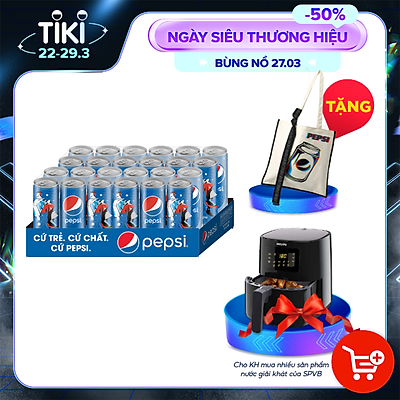 Thùng 24 Lon Nước Ngọt Có Gaz Pepsi (320ml/lon)