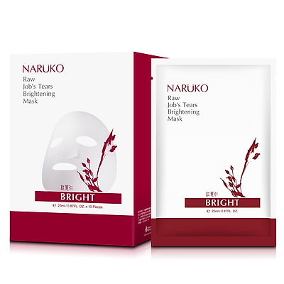 Naruko – Ý dĩ nhân đỏ mới – Mặt nạ trắng sáng da hộp 10 miếng – Raw Job’s Tears Brightening Mask 10 pcs/ box