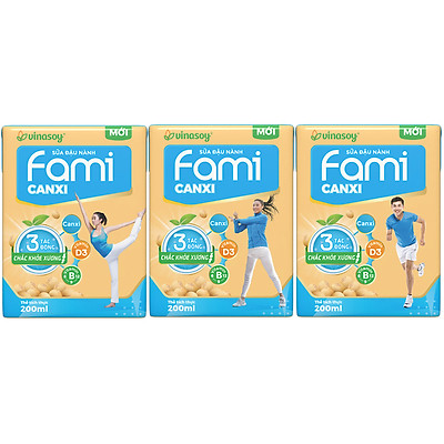 Thùng sữa đậu nành Fami Canxi Nguyên vị (200ml x 36 hộp