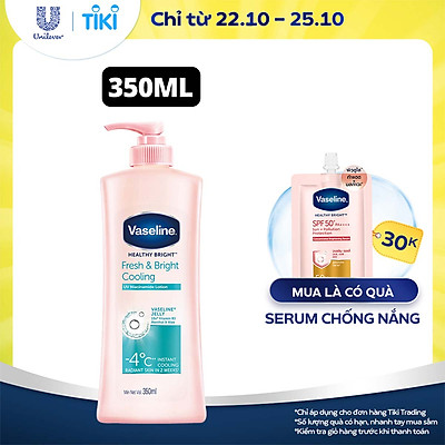 Sữa Dưỡng Thể 350Ml Vaseline Dưỡng Ẩm Sáng Da Fresh & Bright 10X Niacinamide Giúp Da Sáng Khỏe Mịn Căng Tinh Chất Menthol Mát Lạnh Như Tuyết Tan Trên Da