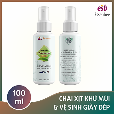 Chai xịt khử mùi giày Hương Trà Xanh - Essenbee - 100ml. Giúp vệ sinh và khử mùi giày dép hiệu quả.