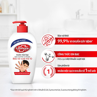 Nước rửa tay Lifebuoy bạc bảo vệ 500G