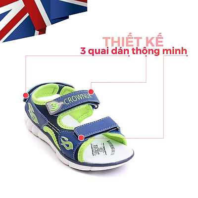 Dép Quai Hậu Cho Bé Trai Đi Học Thời Trang Cao Cấp Crown Space UK Active Sandal CRUK535 Chất Liệu Da Nhẹ Êm Thoáng Khí Thấm Hút Mồ Hôi Cho Trẻ Size từ 26-35/2-14 TuổiTuổi