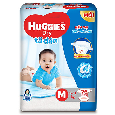 Tã Dán Huggies Dry Gói Cực Đại M76 (76 Miếng) - Bao Bì Mới 