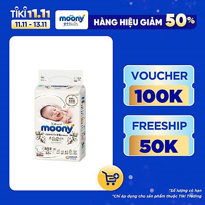 Tã Dán Moony Natural Bông Organic Newborn 63 (63 Miếng)