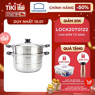 Nồi Hấp 2 Tầng Bằng Inox Lock&Lock LLH1262 (26cm)