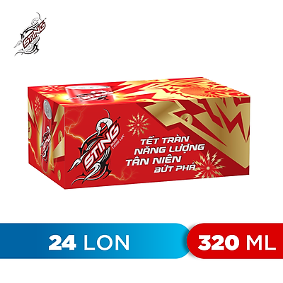 Thùng 24 Lon Nước Tăng Lực Sting Dâu (320ml/Lon)