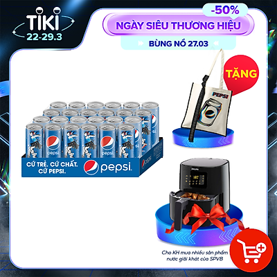 Thùng 24 Lon Nước Ngọt Có Gaz Pepsi (320ml/lon)