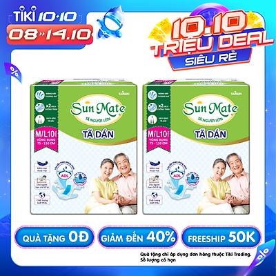 Combo 2 Tã Dán Người Lớn SunMate G2 Size M/L10 (10 Miếng)