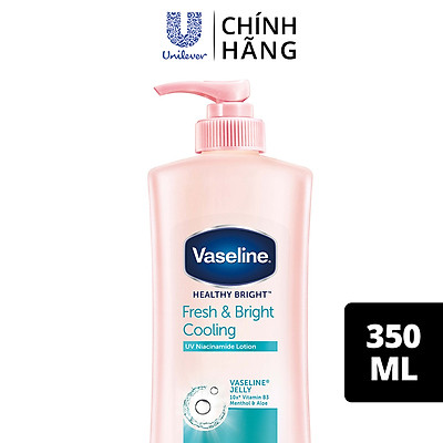 Single Sữa dưỡng thể 350ml Vaseline Dưỡng ẩm Sáng da Fresh & Bright 10X Niacinamide giúp da sáng khỏe mịn căng Tinh chất Menthol mát lạnh như tuyết tan trên da