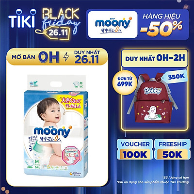 Tã Dán Cao Cấp Moony Nhật Bản M64 (64 Miếng)