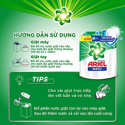 Nước Giặt Ariel Matic Dạng Túi 3.2kg/3.25kg/3.5kg/3.6kg/3.9kg/4.1kg