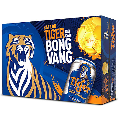 Thùng Bia Tiger 24 Lon (330ml / Lon) (Bật lon Tiger giơ cao bóng vàng)