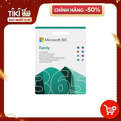 Phần mềm Microsoft 365 Family English APAC EM Subscr 1YR Medialess P8 (6GQ-01555) - Hàng Chính Hãng