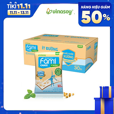 Thùng Sữa đậu nành Fami Canxi ít đường (200ml x 40 bịch)