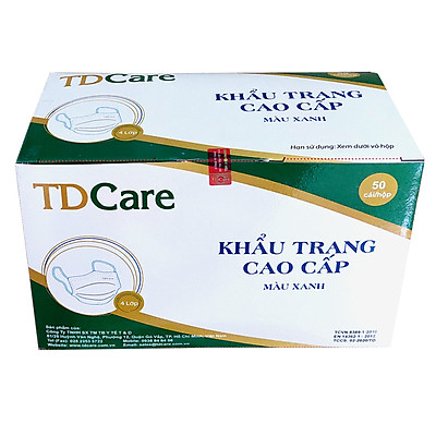 Khẩu Trang Y Tế TDCare 4 Lớp - Màu Xanh-Hộp 50 Cái