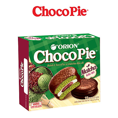 Bánh Chocopie Orion Vị Matcha Đậu Đỏ (Hộp 12 Gói)