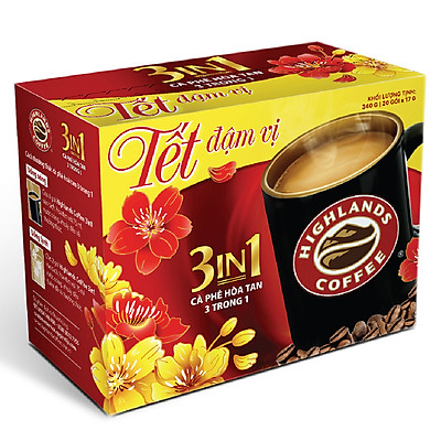 Cà Phê Highlands Coffee 3in1 Hòa Tan (20 Gói x 17g)