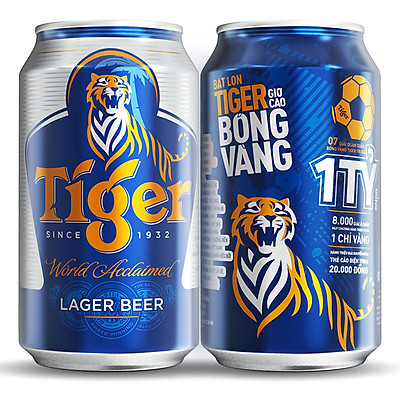 Thùng Bia Tiger 24 Lon (330ml / Lon) (Bật lon Tiger giơ cao bóng vàng)