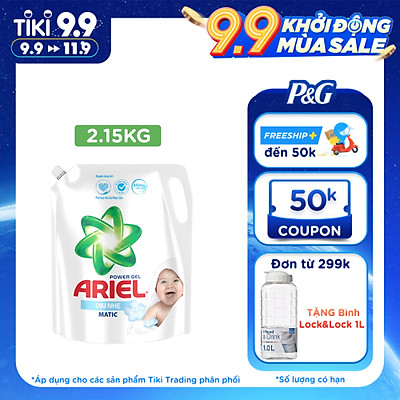 Nước giặt Ariel Dạng Túi Dịu Nhẹ Cho Da Nhạy Cảm 2.15kg