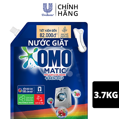 Nước giặt Túi 3.7kg OMO Matic Cho máy giặt cửa trước Cửa Trước Bền Màu Bền màu tinh chất Lựu Tre