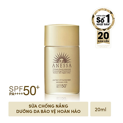 Sữa chống nắng bảo vệ hoàn hảo Anessa Perfect UV Sunscreen Skincare Milk - SPF 50+, PA++++ - 20ml