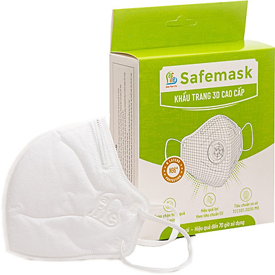 Khẩu Trang Chống Bụi 3D Cao Cấp N96+  (Không Van) Safelife Safemask  (Hộp 5 Cái)