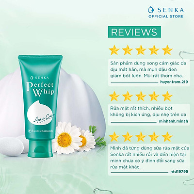 Sữa rửa mặt hỗ trợ trị mụn Senka Perfect Whip Acne Care 100g