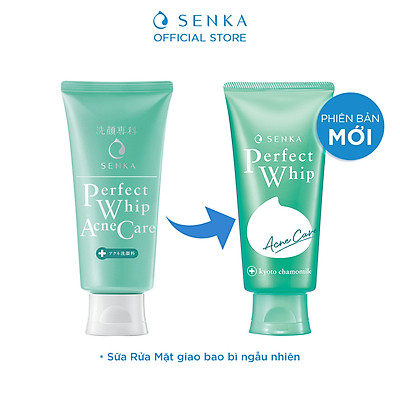 Sữa rửa mặt dành cho da mụn Senka Perfect Whip Acne Care 100g - Tặng Kem dưỡng trắng da ban đêm Senka 15g