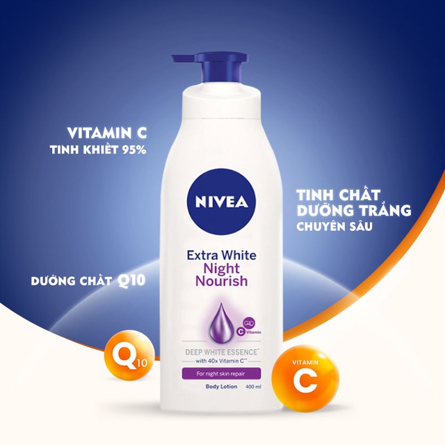 Bộ đôi chăm sóc phục hồi da Sữa Dưỡng Thể Dưỡng Trắng NIVEA Ban Ngày Giúp Phục Hồi & Chống Nắng SPF30 (350ml) - 88311 & Sữa Dưỡng Thể Dưỡng Trắng NIVEA Giúp Phục Hồi & Săn Da Ban Đêm (400ml) – 88126