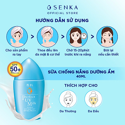 Kem Chống Nắng Dạng Sữa Senka Perfect UV Milk SPF 50+, PA++++ 41095 (40ml)