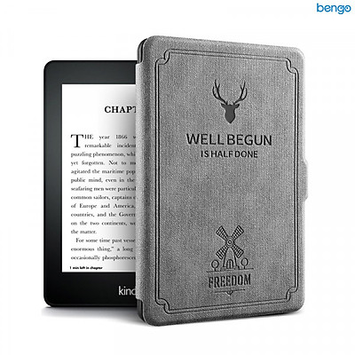 Combo Máy Đọc Sách Kindle Paperwhite 4 Gen 10 (8GB - Màu Đen - Hàng nhập khẩu) và Bao Da WELL BEGUN