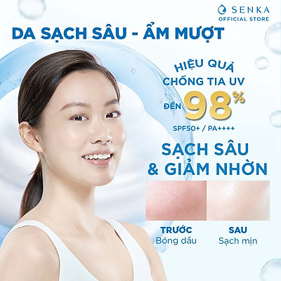 Combo Senka Làm Sạch Chống Nắng (Sữa Rửa Mặt Whip 120g + Nước tẩy trang Fresh 230ml + UV Milk 40ml)