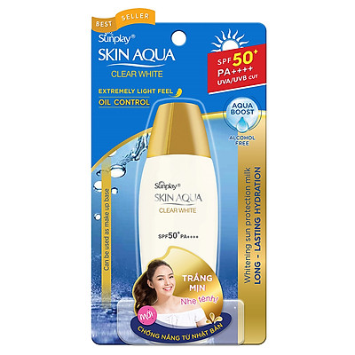 Sữa Chống Nắng Dưỡng Da Trắng Mịn Tối Ưu Sunplay Skin Aqua Clear White SPF50+, PA++++ (55g)