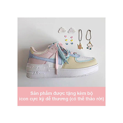 Giày Thể Thao Style Sneaker Nữ Tặng Kèm Bộ Icon Cute Đế Cao 4CM Da PU - MSP 3227