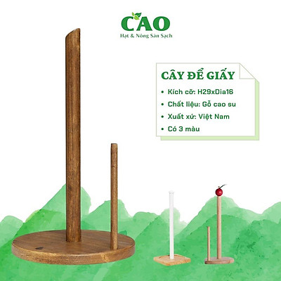 CÂY ĐỂ GIẤY CUỘN ĐẶT BÀN NHÀ BẾP BẰNG GỖ CAO SU CAO CẤP