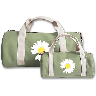  Combo túi du lịch COVI đa năng thời trang màu xanh đậu in hình hoa cúc vải canvas 