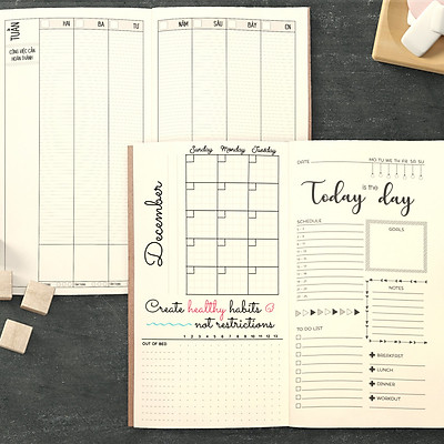 Sổ tay planner MIX TỔNG HỢP Tháng + tuần + ngày "Kế hoạch trọn đời" - Lịch tháng / Kế hoạch Tuần / Nhắc việc ngày / Chấm bi