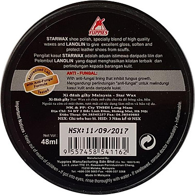 Xi đánh giày đen YUPPIES Star Wax Shoe Polish 48ml-Black (Malaysia)