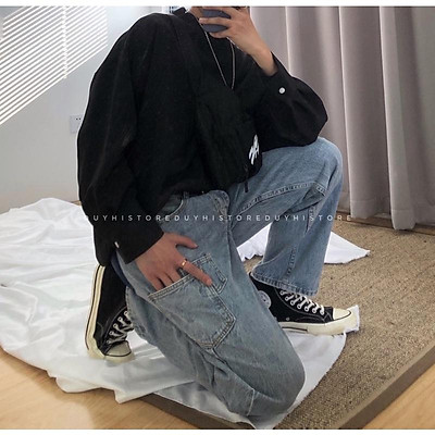 Quần Jeans Xanh Rách Túi