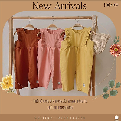 Jumpsuit linen bé gái Ecobambi