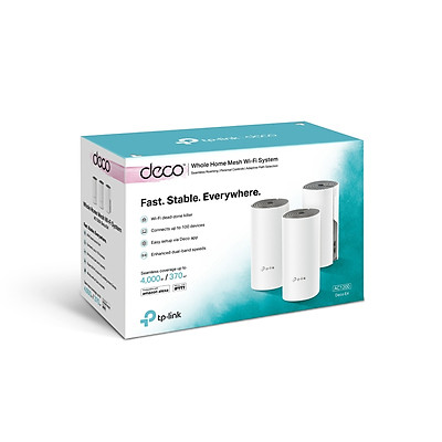 Bộ Phát Wifi Mesh Băng Tần Kép TP-Link Deco E4 AC1200 MU-MIMO (3-pack) - Hàng Chính Hãng