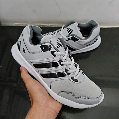 Giày Sneaker Thể Thao Thời Trang Nam ( Xám Sọc Đen )