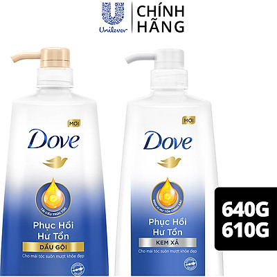 Combo Dove Phục Hồi Hư Tổn Dầu Gội 640g + Kem Xả 610g