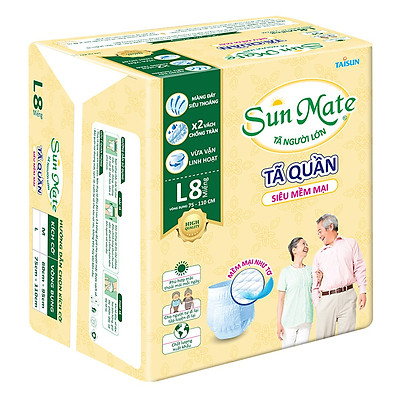 Combo 2 Tã Quần Người Lớn Sunmate Mềm Mại L8 (8 Miếng)