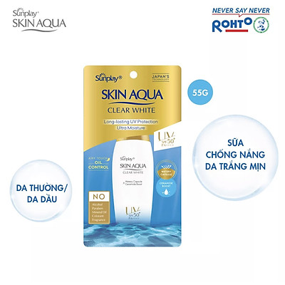 Sữa Chống Nắng Dưỡng Da Trắng Mịn Tối Ưu Sunplay Skin Aqua Clear White SPF50+, PA++++ (55g)