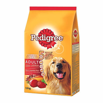 Thức ăn chó Pedigree vị thịt bò & rau củ túi 1.5kg