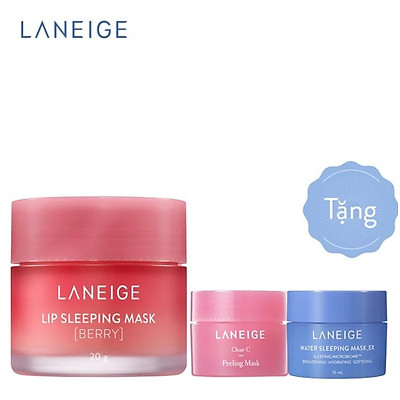 Mặt Nạ Ngủ Cho Môi Hương Berry Laneige Lip Sleeping Mask Berry 20g - Tặng Mặt Nạ Ngủ Water Sleeping Mask 15ml + Tặng Mặt Nạ Clear-C Peeling Mask 15ml