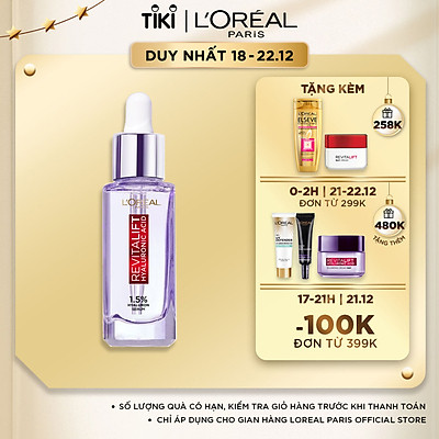 Tinh chất Serum siêu dưỡng ẩm trắng da L'Oreal Paris Hyaluronic Acid 1.5% 30ml